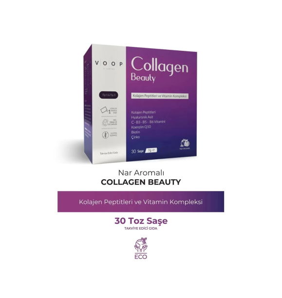 Collagen Beauty Высокобиоактивный гидролизованный коллаген, 100% чистый и натуральный - 30 пакетиков с порошком | Sumka