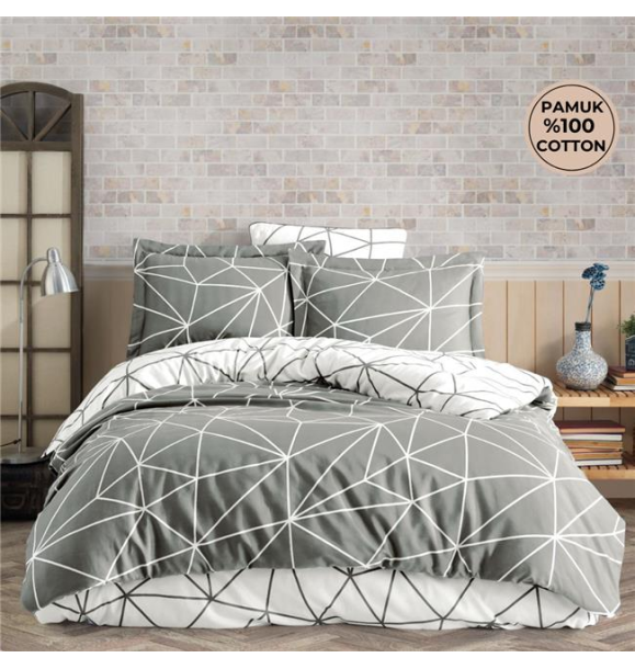 Комплект двойных пододеяльников Akaiev Grey Line King Size из 100 % хлопка | Sumka