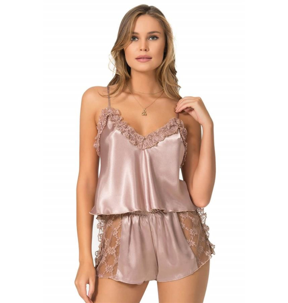 Комплект с шортами Babydoll из норкового атласа Markano | Sumka