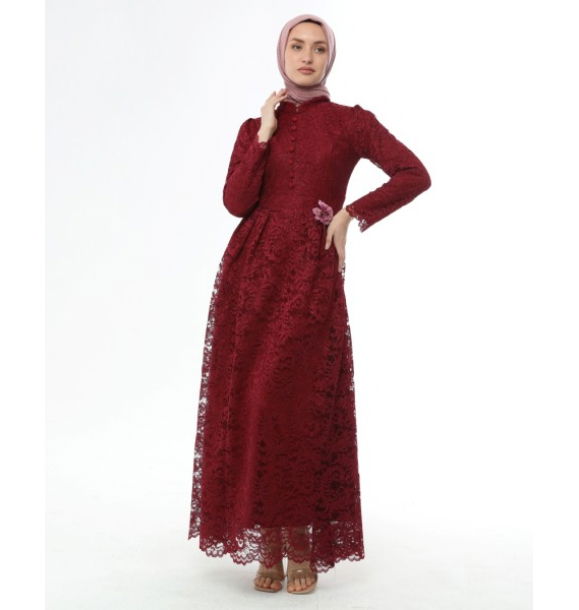 Ahunisa Henna Вечернее платье Бордовый 5646 | Sumka