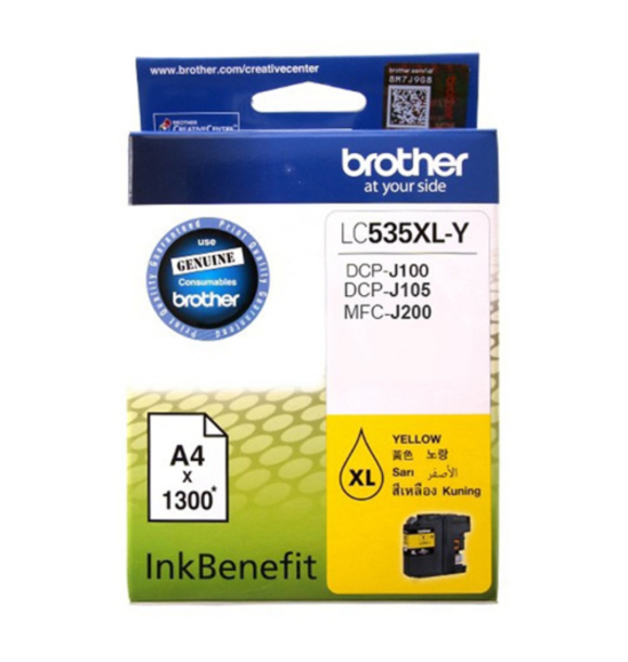 Картридж Brother LC535XLY, желтый, 1300 страниц (DCP-J100 DCP-J105 MFC-J200) | Sumka