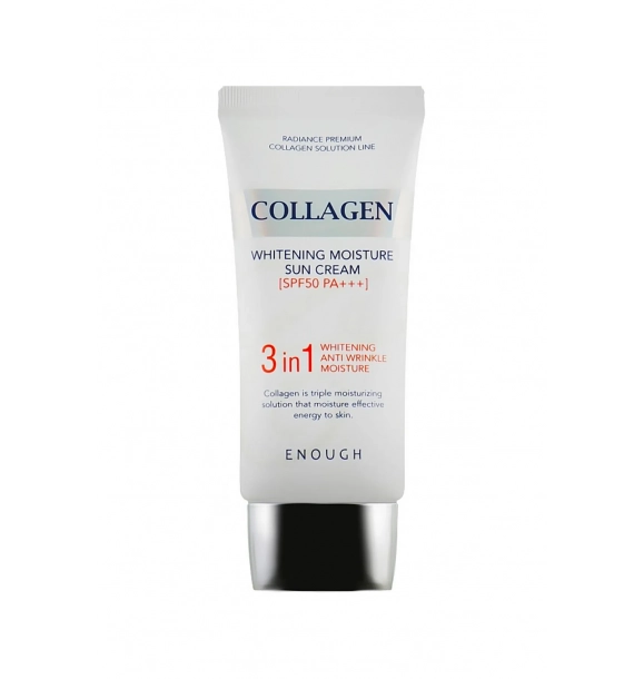 Отбеливающий, осветляющий солнцезащитный крем Enough Collagen Whitening Moisture Sun Cream SPF 50+Pa++++ 50мл | Sumka