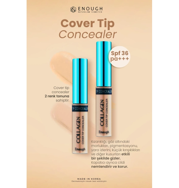 Консилер под глаза, содержащий коллаген ENOUGH Collagen Cover Tip Concealer SPF 36 / PA +++ | Sumka