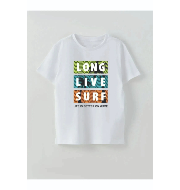 Футболка с принтом LONG LIFE SURF для мальчиков | Sumka