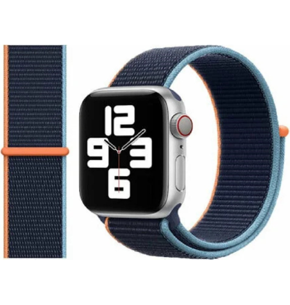 Совместимость с Apple Watch Pazariz 8, 7, 6, 5, 4, Se 42, 44, 45 мм, спортивный тканый ремешок, темно-темно-синий | Sumka