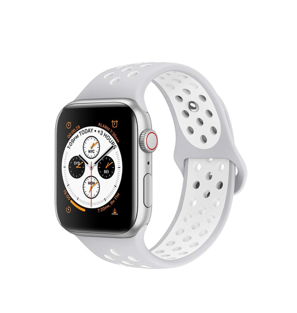 Pazariz Совместимый с Apple Watch силиконовый ремешок с перфорацией 7–6–Se–5–4–3–2–1 42 мм/44 мм Серый | Sumka