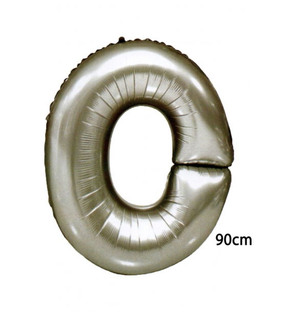 Фольгированный шар с цифрой 0, 90 см, серебро | Sumka