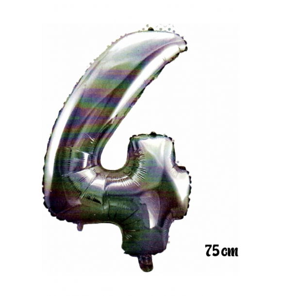 Фольгированный шар с 4 цифрами, 75 см, серебро | Sumka