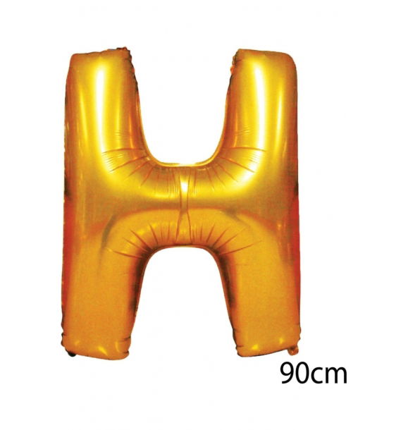 Фольгированный шар с буквой H, 90 см, золотой | Sumka
