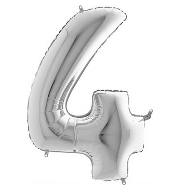 Фольгированный шар серебристо-серого цвета с 4 цифрами, 100 см, 40 дюймов | Sumka
