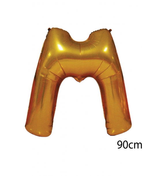 Фольгированный шар с буквой M, 90 см, золотой | Sumka