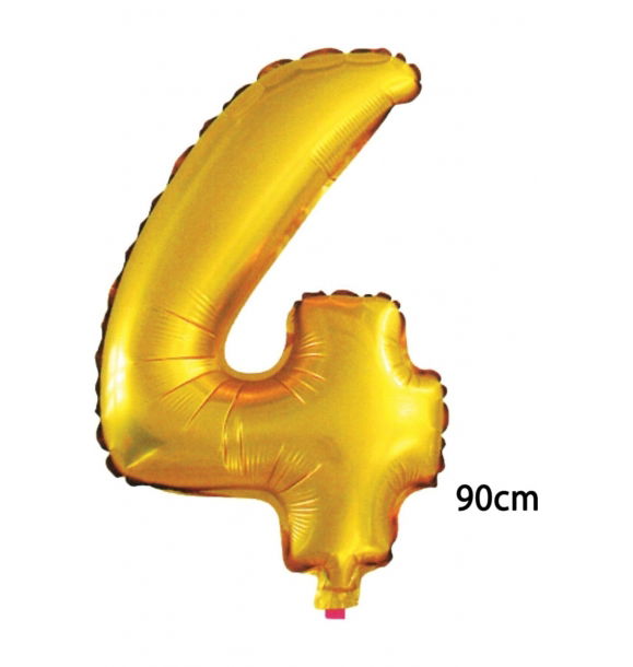 Фольгированный шар № 4, 90 см, золотой | Sumka