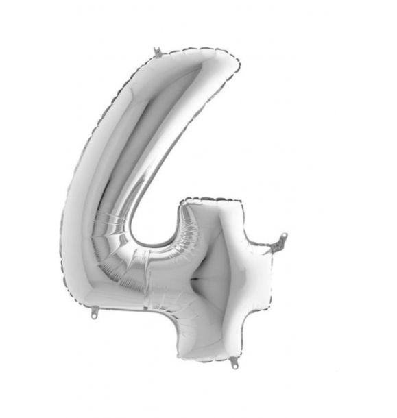 Воздушный шар № 4 Серебряный фольгированный шар 100 см | Sumka
