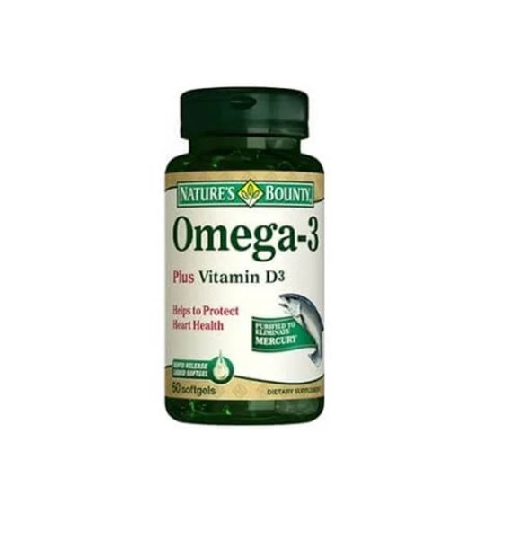 Natures Bounty Omega-3 Plus с витамином D3, 60 мягких капсул | Sumka