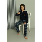 Пижамный комплект İpekse Moda Stripe Boy's Welsoft Polar Navy Blue 20549 | Sumka