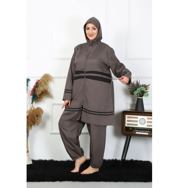 Купальник-хиджаб большого размера 7xl-8xl-9xl-10xl Дымчатый 55010 | Sumka