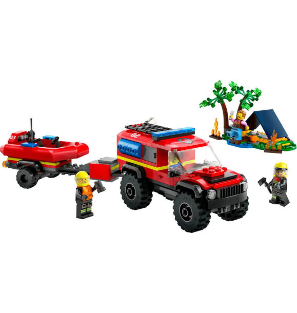 60412 LEGO® City 4x4 Пожарная машина со спасательной лодкой | Sumka