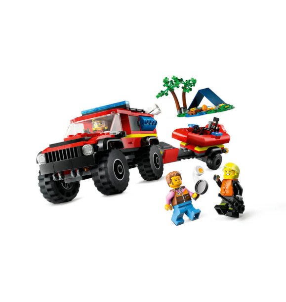 60412 LEGO® City 4x4 Пожарная машина со спасательной лодкой | Sumka