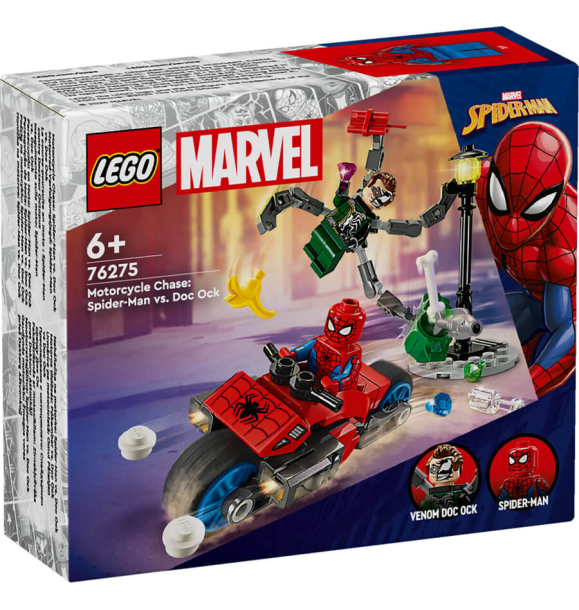 76275 LEGO® Marvel «Погоня на мотоцикле: Человек-паук против Доктора Осьминога» | Sumka