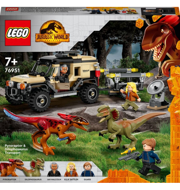 76951 LEGO Jurassic World™ Транспортировка пирораптора и дилофозавра | Sumka