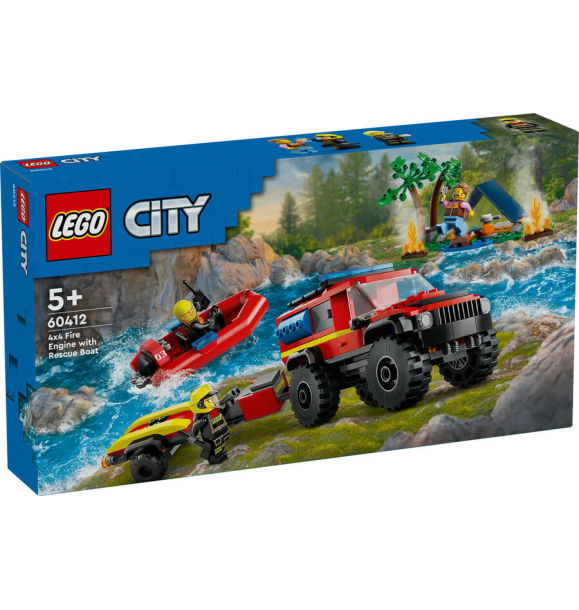 60412 LEGO® City 4x4 Пожарная машина со спасательной лодкой | Sumka