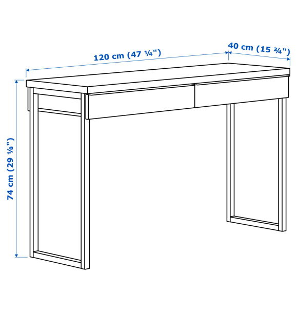 БЕСТО БУРС - письменный стол, глянцевый белый, 120x40 см | Sumka