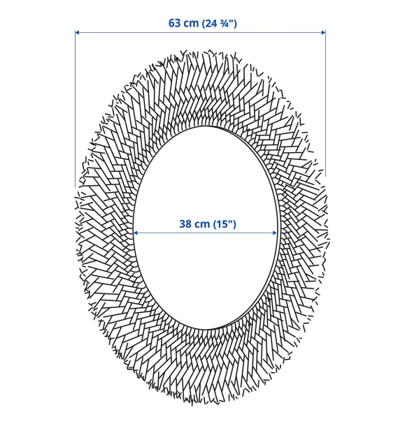 ВРИГСТАД - зеркало круглое, тростник ручной работы, 63 см. | Sumka