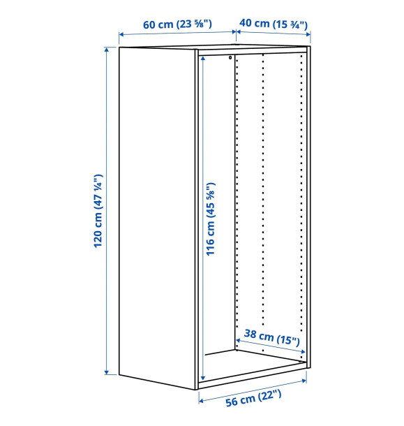 ПЛАТСА - Каркас гардероба, белый, 60x40x120 см | Sumka