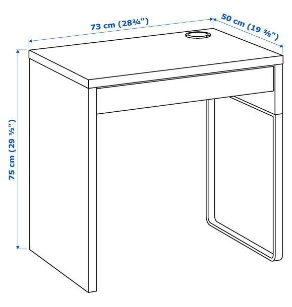 МИККЕ - письменный стол, белый, 73x50 см | Sumka