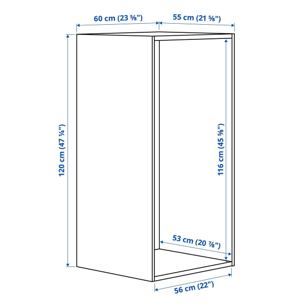 ПЛАТСА - Каркас гардероба, белый, 60x55x120 см | Sumka