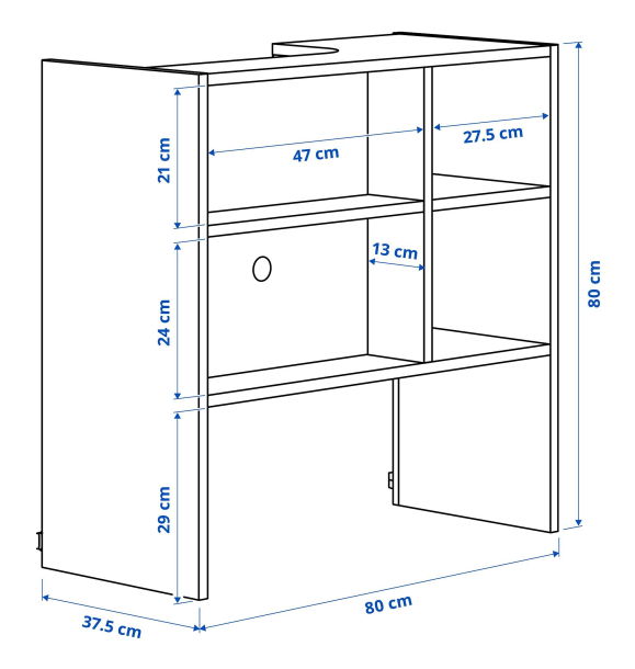 МЕТОД - Каркас шкафа вытяжки, белый, 80x37x80 см | Sumka