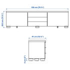 БЕСТО БУРС - тумба под телевизор, глянцевый белый, 180x41x49 см | Sumka