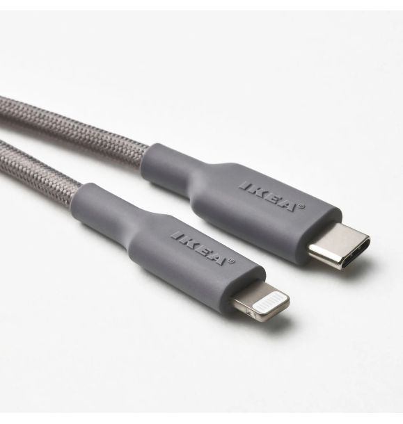 LILLHULT - Lightning - кабель USB-C, серый, 1,5 м | Sumka