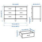 ТИССЕДАЛЬ - Комод с 6 ящиками, белый, 127x81 см | Sumka