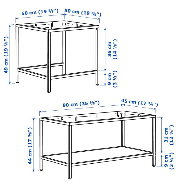 ВИТШО - комплект журнального столика, венж-стекло, 90x50 см | Sumka