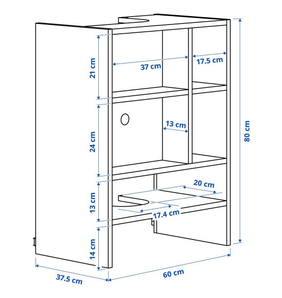 МЕТОД - Каркас шкафа с вытяжкой, белый, 60x37x80 см | Sumka