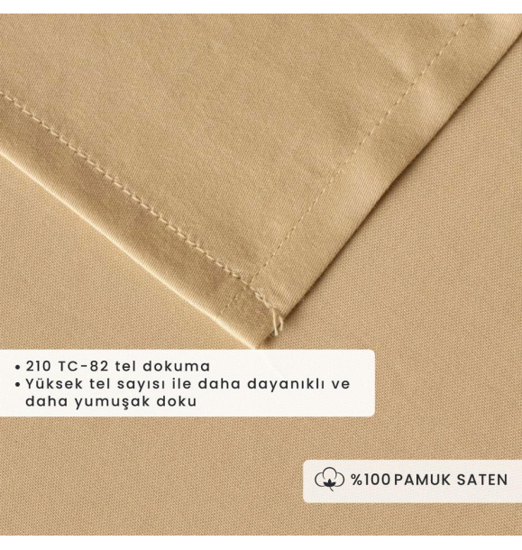 Простыня Supreme base king size из 100% хлопкового сатина однотонная бежевого цвета (260x280 см) | Sumka