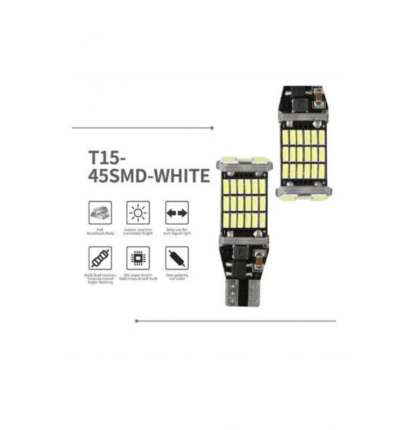 T15 W16W Canbus 45 Smd светодиодная лампа белого цвета для заднего хода и парковки, 2 штуки. | Sumka