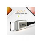 Floveme 2в1 Кабель совместим с Lightning и Micro USB, 2.4A, 100 см, зарядный кабель для мобильного телефона. | Sumka