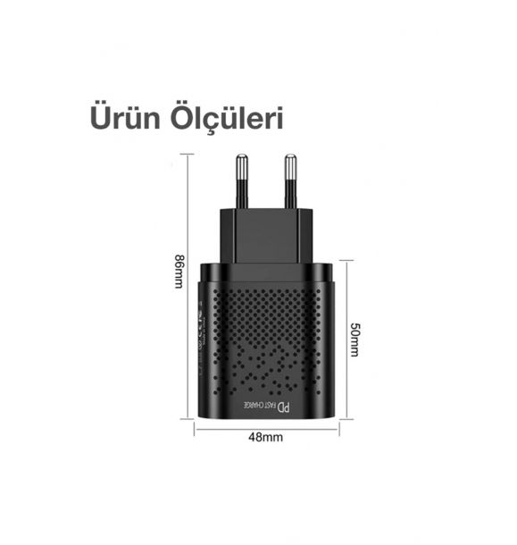 Uslion 20w Usb Qc3.0 Pd3.0 Быстрое зарядное устройство Зарядная головка Черный | Sumka