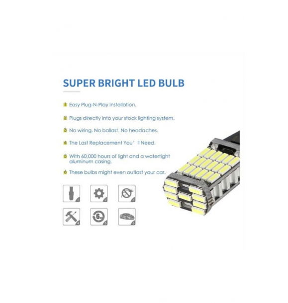 T15 W16W Canbus 45 Smd светодиодная лампа белого цвета для заднего хода и парковки, 2 штуки. | Sumka