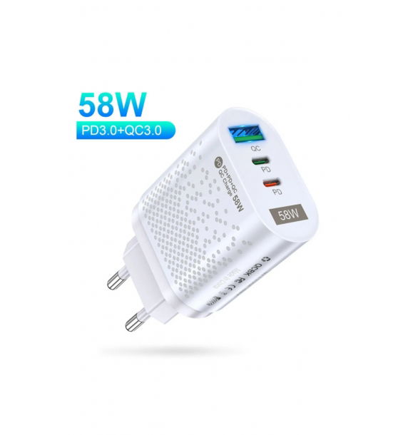 Услон Pd 58w Usb + Type-c Быстрая зарядка Головка Белый | Sumka