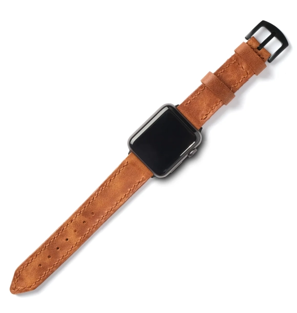 Двухслойный кожаный ремешок для часов Apple Watch - Camel | Sumka