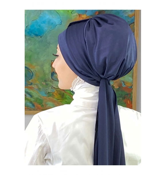 Модель Hürrem Single Unit Scarf и темно-синий чепчик Stone | Sumka