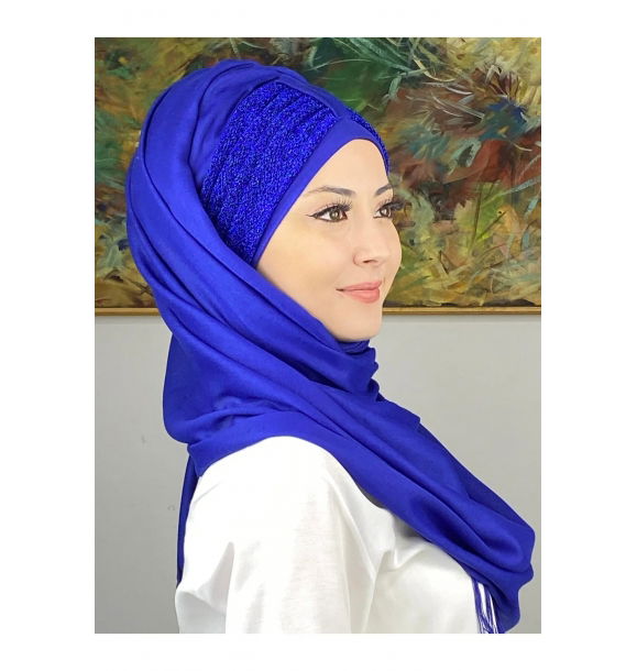 Цельный собранный готовый тюрбан Saks Blue Shawl - Saks blue - BOUTIQUE WAREHOUSE | Sumka