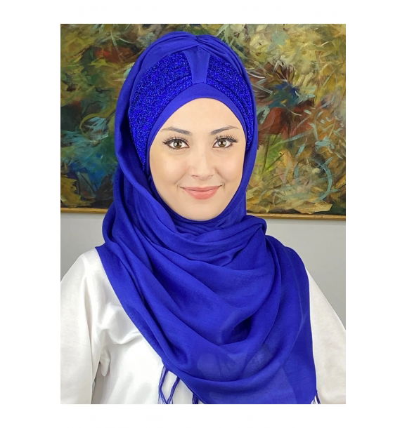 Цельный собранный готовый тюрбан Saks Blue Shawl - Saks blue - BOUTIQUE WAREHOUSE | Sumka