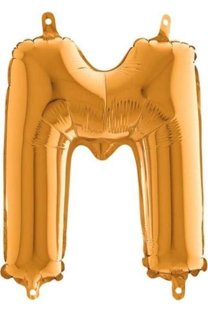 Фольгированный воздушный шар золотого цвета, 80 см, буква M | Sumka