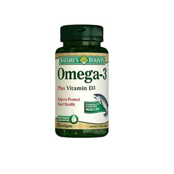 Natures Bounty Omega-3 Plus с витамином D3, 60 мягких капсул | Sumka