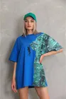 Футболка Oversize с круглым вырезом унисекс с принтом - синий | Sumka