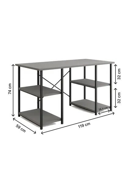 Рабочий стол с 4 полками Белый 60x120 | Sumka